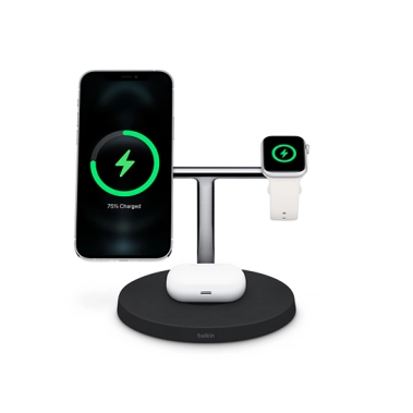 Беспроводное зарядное устройство Belkin BOOST CHARGE PRO 3-in-1 Wireless Charger with MagSafe Black - цена, характеристики, отзывы, рассрочка, фото 1