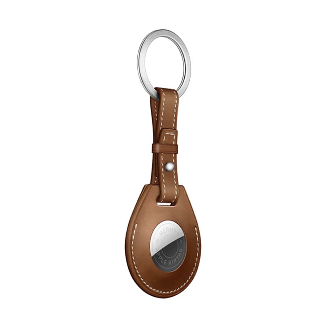 Кожанный брелок з кільцем Apple Hermes Key Ring Fauve with AirTag - ціна, характеристики, відгуки, розстрочка, фото 2