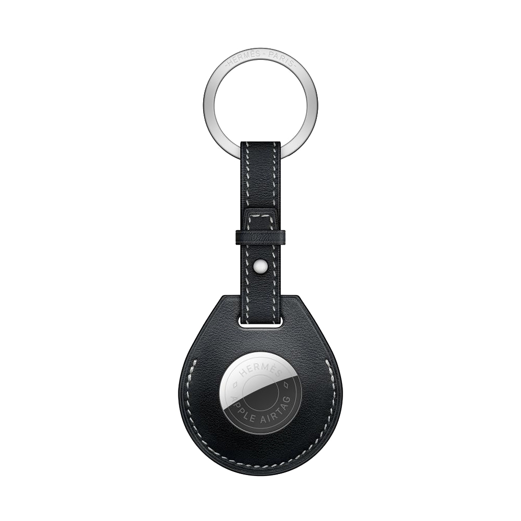 Кожанный брелок з кільцем Apple Hermes Key Ring Bleu Indigo with AirTag - ціна, характеристики, відгуки, розстрочка, фото 1