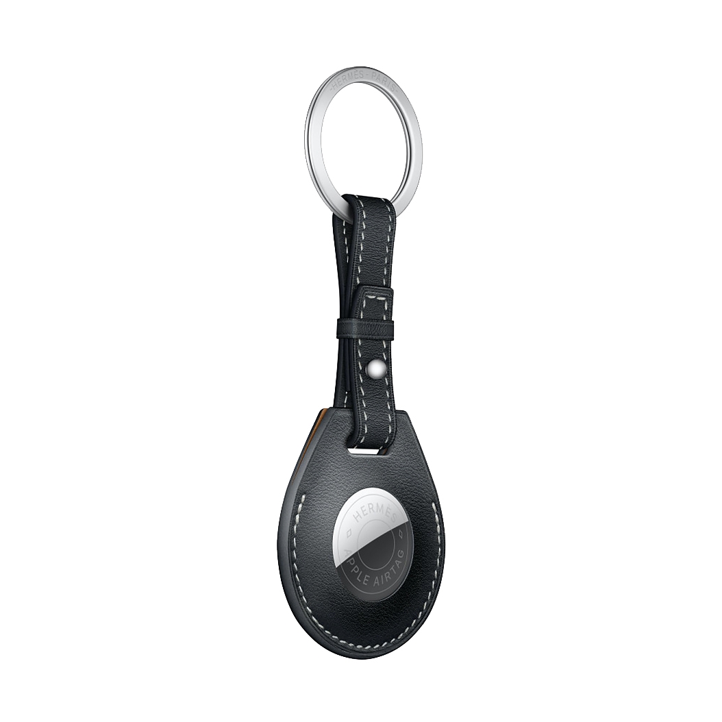 Кожанный брелок з кільцем Apple Hermes Key Ring Bleu Indigo with AirTag - ціна, характеристики, відгуки, розстрочка, фото 2
