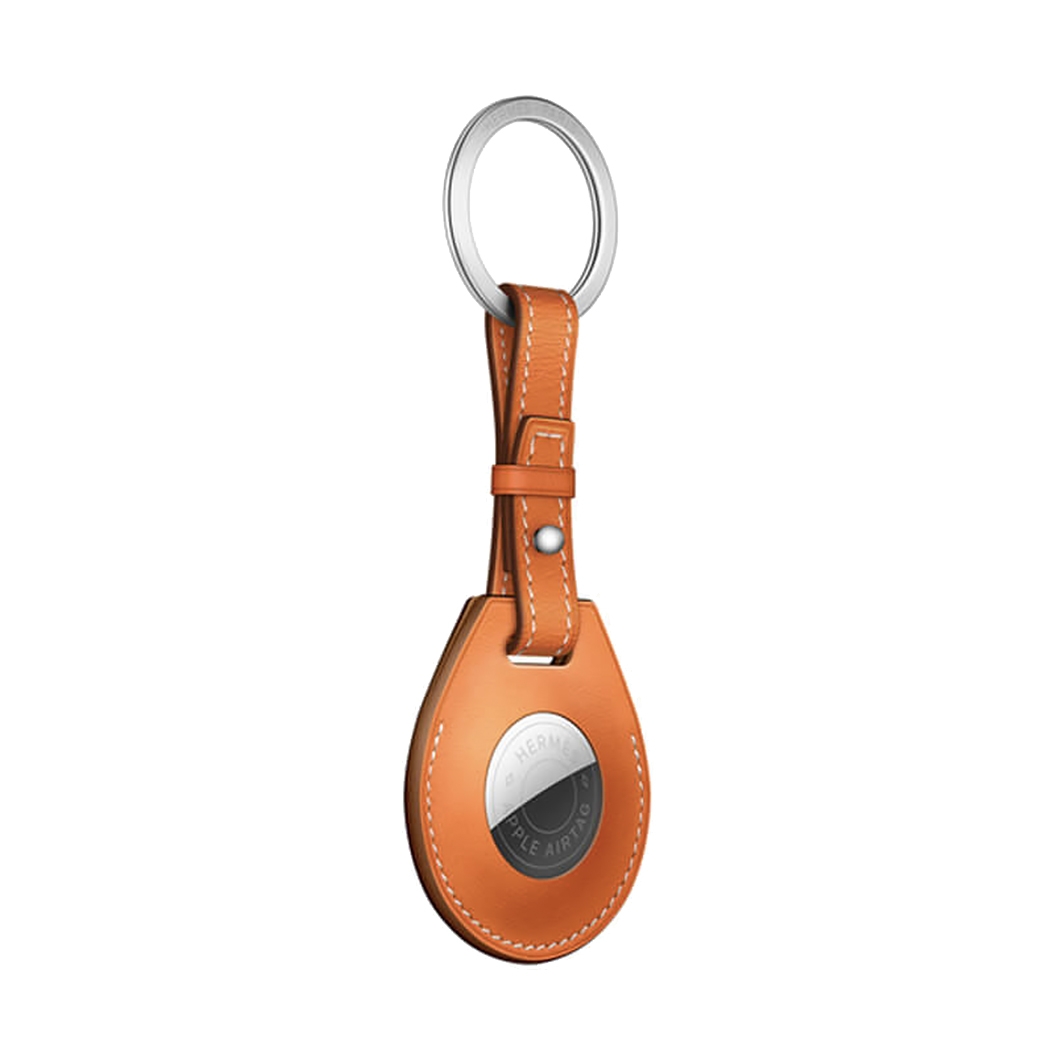 Кожанный брелок з кільцем Apple Hermes Key Ring Orange with AirTag - ціна, характеристики, відгуки, розстрочка, фото 2