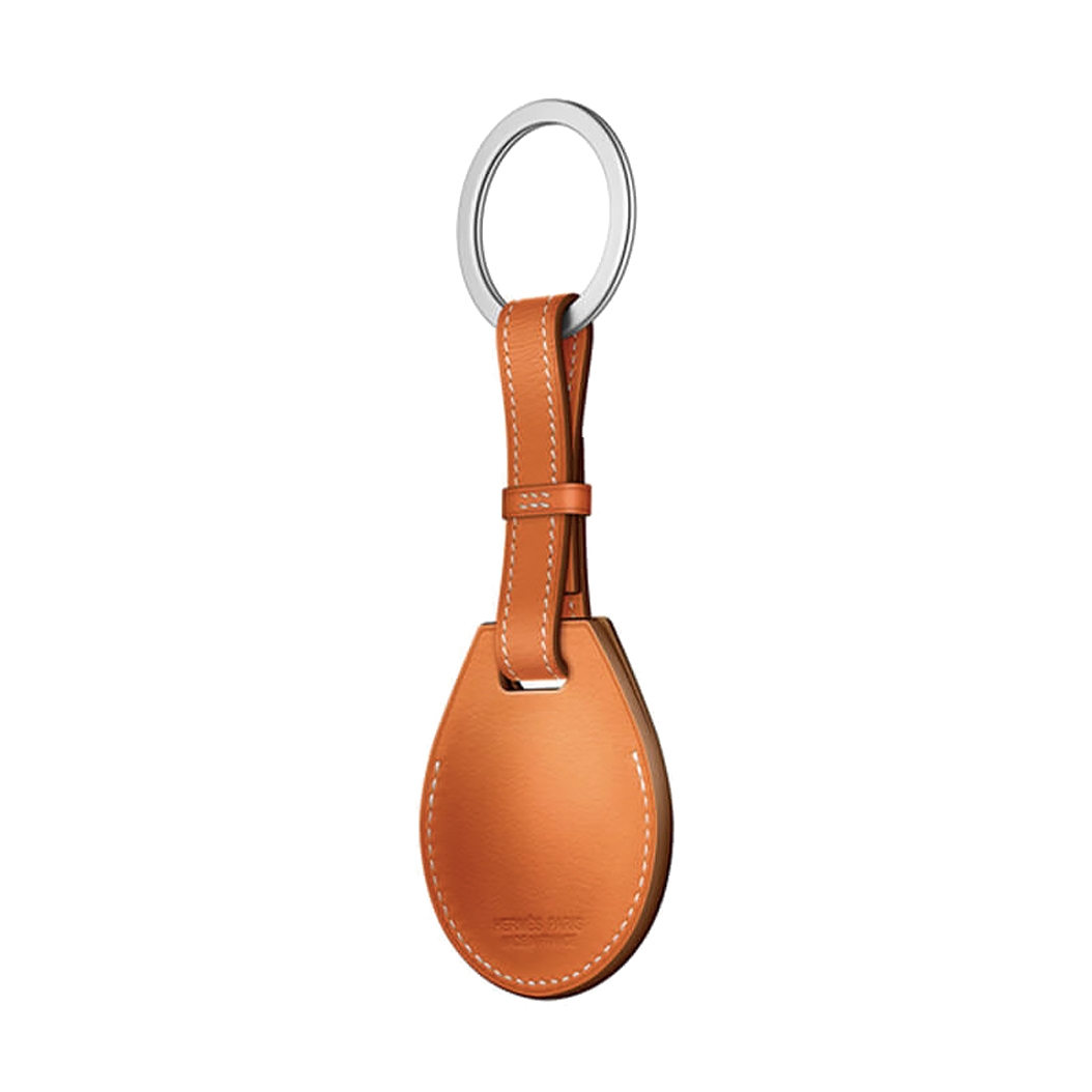 Кожанный брелок з кільцем Apple Hermes Key Ring Orange with AirTag - ціна, характеристики, відгуки, розстрочка, фото 3