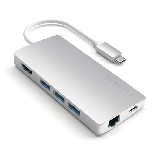 USB-хаб Satechi Type-C Multi-Port Adapter 4K with Ethernet V2 Silver - ціна, характеристики, відгуки, розстрочка, фото 1