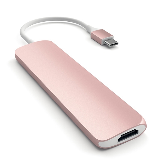 USB-хаб Satechi Slim Aluminum Type-C Multi-Port Adapter with Type-C Charging Port Rose Gold - ціна, характеристики, відгуки, розстрочка, фото 2