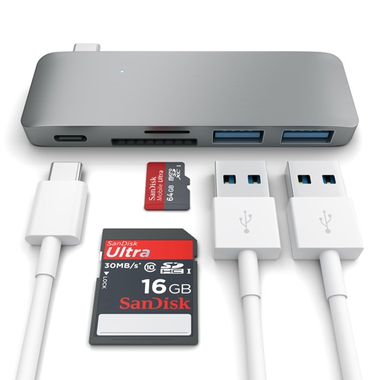 USB-хаб Satechi Type-C USB 3.0 Pass-Through Hub Space Gray - ціна, характеристики, відгуки, розстрочка, фото 4