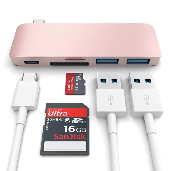 USB-хаб Satechi Type-C USB 3.0 Pass-Through Hub Rose Gold - цена, характеристики, отзывы, рассрочка, фото 4