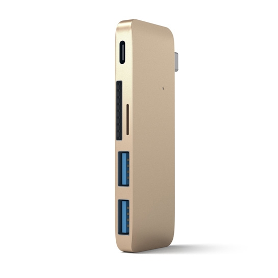 USB-хаб Satechi Type-C USB 3.0 Pass-Through Hub Gold - ціна, характеристики, відгуки, розстрочка, фото 1