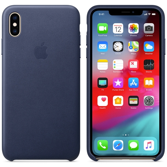Чехол Apple Leather Case for iPhone XS Max Midnight Blue - цена, характеристики, отзывы, рассрочка, фото 2