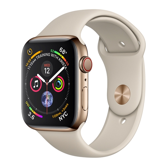 Смарт-годинник Apple Watch Series 4 + LTE 44mm Gold Stainless Steel with Stone Sport Band - ціна, характеристики, відгуки, розстрочка, фото 1