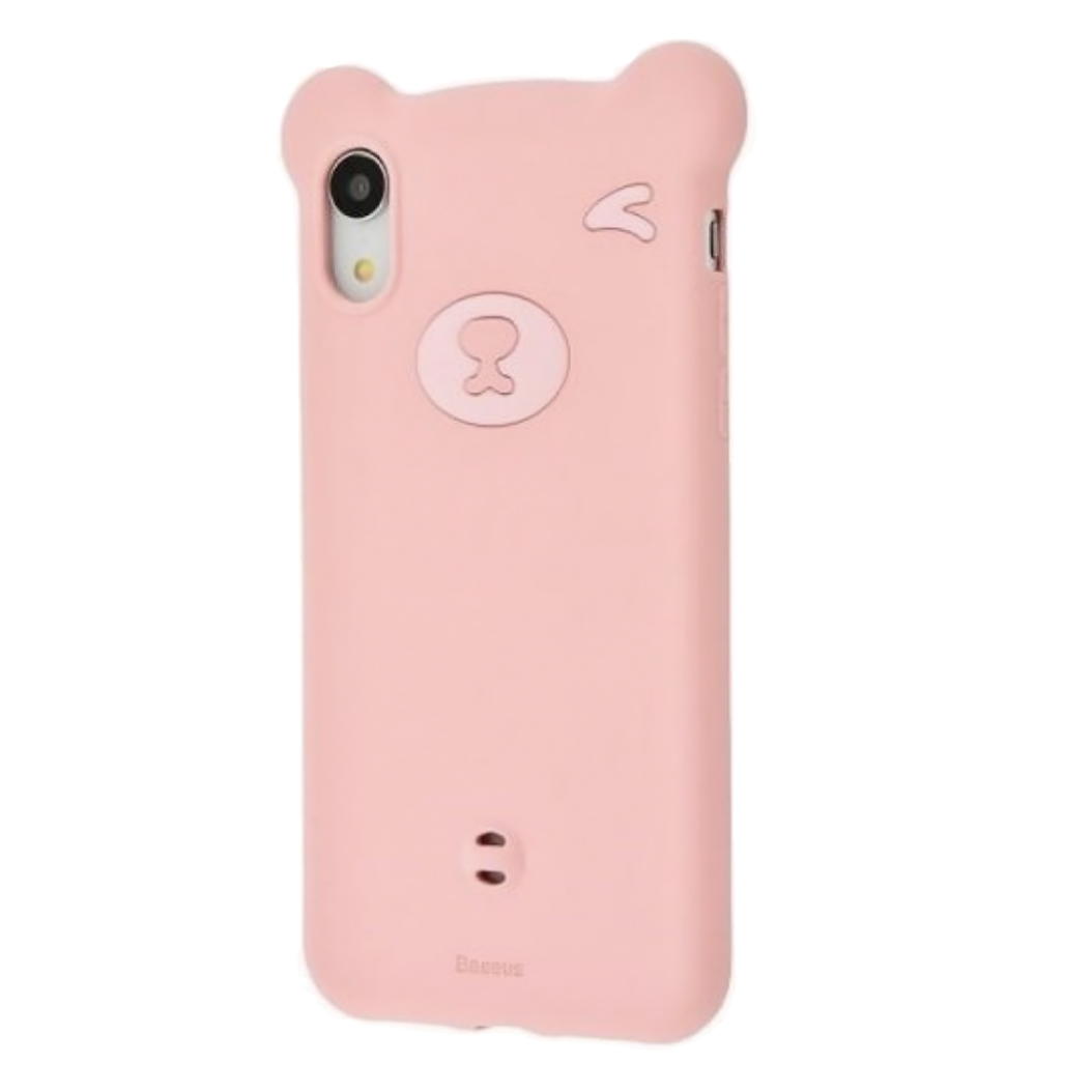 Чехол Baseus Bear Silicone Case For iPhone XR Pink
