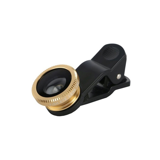 Об'єктив Universal Clip Fish Eye 180°/Wide 0.67x/Macro Lens for Mobile Phone Black/Gold - цена, характеристики, отзывы, рассрочка, фото 1