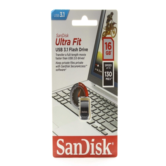 Зовнішній накопичувач USB-Flash 16Gb Sandisk Cruzer Ultra Fit USB 3.1 - ціна, характеристики, відгуки, розстрочка, фото 1
