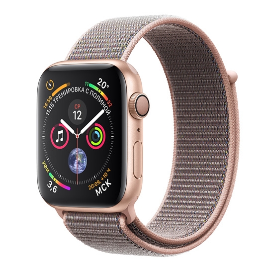 Смарт-годинник Apple Watch Series 4 44mm Gold Aluminum Case with Pink Sand Sport Loop - ціна, характеристики, відгуки, розстрочка, фото 1