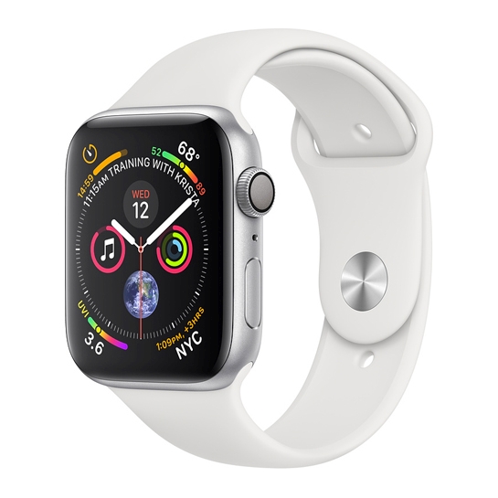 Смарт-годинник Apple Watch Series 4 44mm Silver Aluminum Case with White Sport Band - ціна, характеристики, відгуки, розстрочка, фото 1