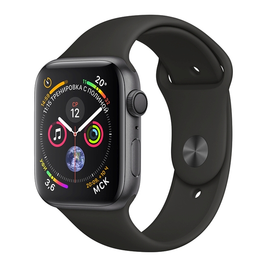 Смарт-годинник Apple Watch Series 4 44mm Space Gray Aluminum Case with Black Sport Band - ціна, характеристики, відгуки, розстрочка, фото 1