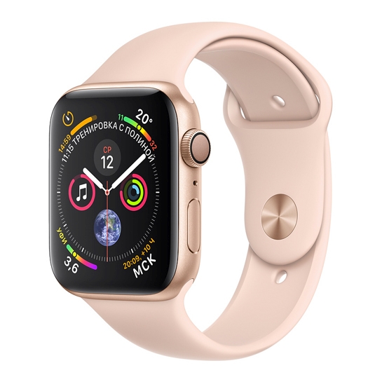 Смарт-часы Apple Watch Series 4 44mm Gold Aluminum Case with Pink Sand Sport Band - цена, характеристики, отзывы, рассрочка, фото 1
