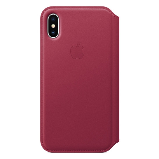 Чехол Apple Leather Case Folio for iPhone X Berry - цена, характеристики, отзывы, рассрочка, фото 1