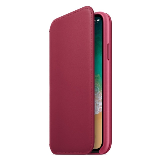 Чехол Apple Leather Case Folio for iPhone X Berry - цена, характеристики, отзывы, рассрочка, фото 3