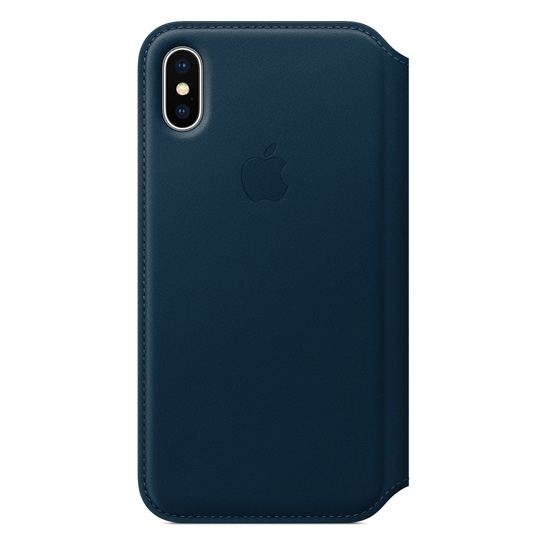 Чехол Apple Leather Case Folio for iPhone X Cosmos Blue - цена, характеристики, отзывы, рассрочка, фото 1
