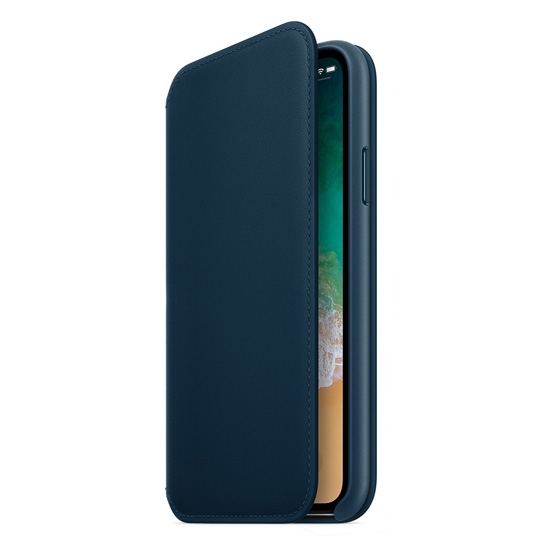 Чохол Apple Leather Case Folio for iPhone X Cosmos Blue - ціна, характеристики, відгуки, розстрочка, фото 3