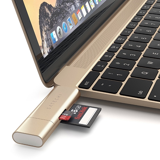 Переходник Satechi Aluminum Type-C USB 3.0 and Micro/SD Card Reader Gold - цена, характеристики, отзывы, рассрочка, фото 5