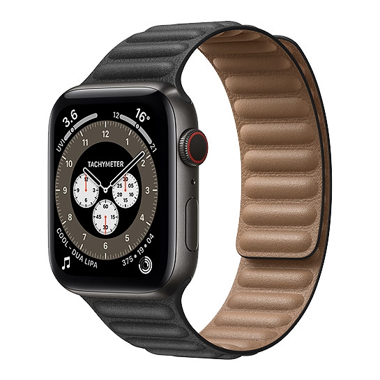 Смарт-часы Apple Watch Series 6 + LTE 44mm Space Black Titanium Case with Black Leather Link - цена, характеристики, отзывы, рассрочка, фото 1