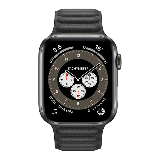 Смарт-часы Apple Watch Series 6 + LTE 44mm Space Black Titanium Case with Black Leather Link - цена, характеристики, отзывы, рассрочка, фото 2