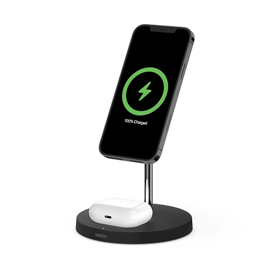 Беспроводное зарядное устройство Belkin 2-in-1 Wireless Charger with MagSafe 15W Black