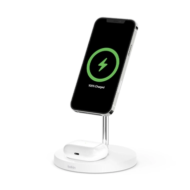 Бездротове зарядний пристрій Belkin 2-in-1 Wireless Charger with MagSafe 15W White - цена, характеристики, отзывы, рассрочка, фото 1