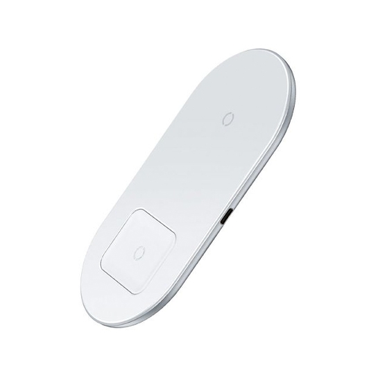 Бездротовий зарядний пристрій Baseus Simple 2 in1 Wireless Charger White - ціна, характеристики, відгуки, розстрочка, фото 3