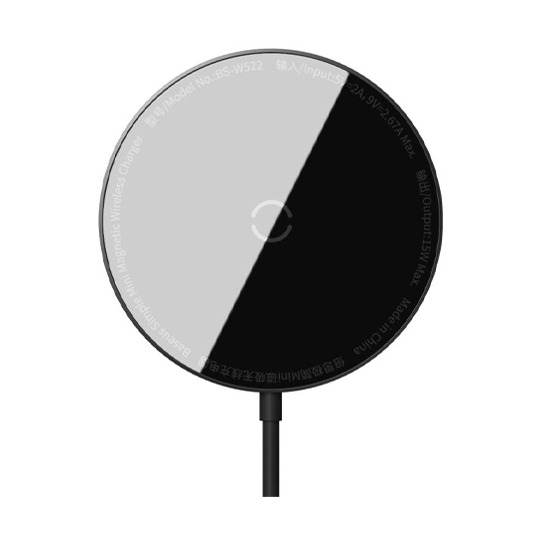 Бездротовий зарядний пристрій Baseus Simple Mini Magnetic 15W Magsafe Wireless Charger Black - цена, характеристики, отзывы, рассрочка, фото 1