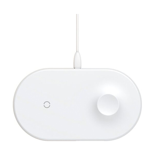 Беспроводное зарядное устройство Baseus Smart 2 in1 Wireless Charger with Type-C Cable White - цена, характеристики, отзывы, рассрочка, фото 1