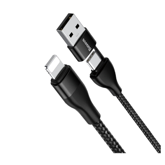 Кабель Baseus 2-in-1 Lightning to USB/Type-C 18W Cable (1m) Black - цена, характеристики, отзывы, рассрочка, фото 1