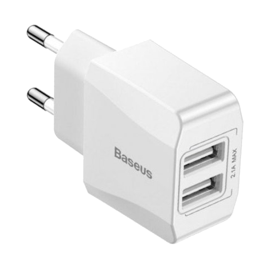 Мережевий зарядний пристрій Baseus Mini Dual-USB Charger 2.1A White - ціна, характеристики, відгуки, розстрочка, фото 2