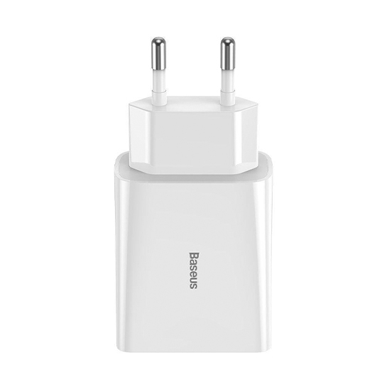 Сетевое зарядное устройство Baseus Speed Mini Dual-USB Charger 10.5W White - цена, характеристики, отзывы, рассрочка, фото 1