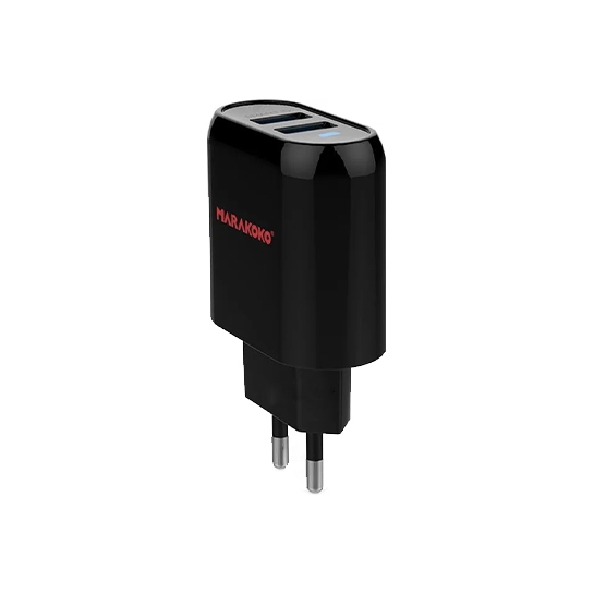 Мережевий зарядний пристрій Marakoko Wall Charger 2USB/2.4A with Micro-USB Cable Black - цена, характеристики, отзывы, рассрочка, фото 1