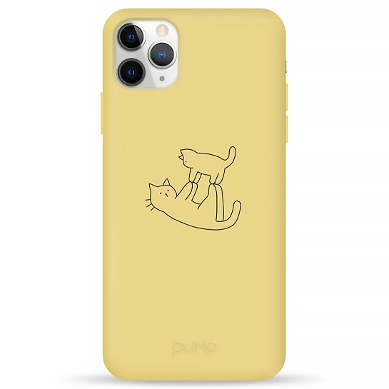 Чехол Pump Silicone Minimalistic Case for iPhone 11 Pro Max Cat on Cat #