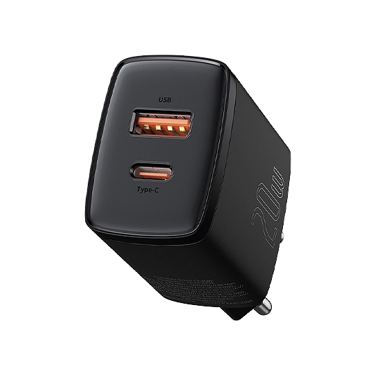 Мережевий зарядний пристрій Baseus Compact Quickl Charger EU 20W Black - ціна, характеристики, відгуки, розстрочка, фото 1