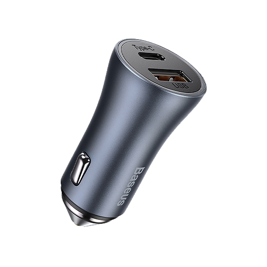 Автомобільний зарядний пристрій Baseus Golden Contactor Pro 40W USB/Type-C Charger Grey - ціна, характеристики, відгуки, розстрочка, фото 1