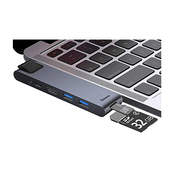 USB-хаб Baseus Thunderbolt C+Pro 7 in 1 HUB Docking Station Gray - ціна, характеристики, відгуки, розстрочка, фото 3