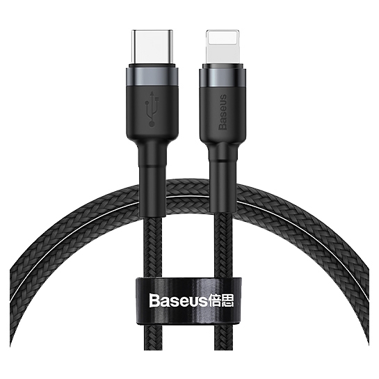 Кабель Baseus Cafule Lightning to USB-C Cable 18W Gray/Black - ціна, характеристики, відгуки, розстрочка, фото 1