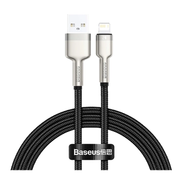 Кабель Baseus Cafule Metal Lightning to USB Cable 2.4A Black - цена, характеристики, отзывы, рассрочка, фото 1
