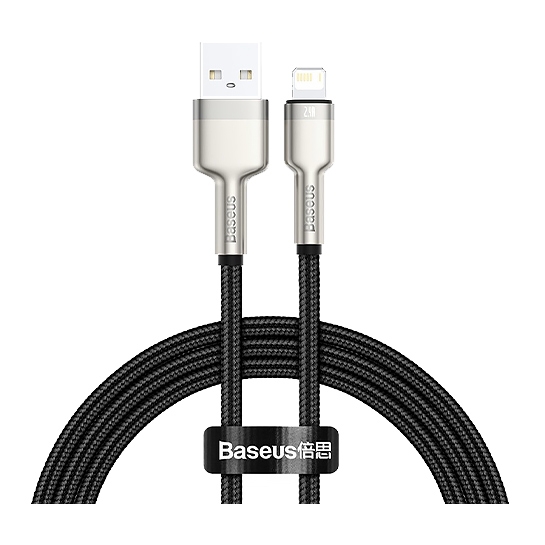 Кабель Baseus Cafule Metal Lightning to USB Cable 2.4A Black - ціна, характеристики, відгуки, розстрочка, фото 1