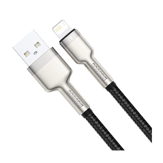 Кабель Baseus Cafule Metal Lightning to USB Cable 2.4A Black - цена, характеристики, отзывы, рассрочка, фото 2