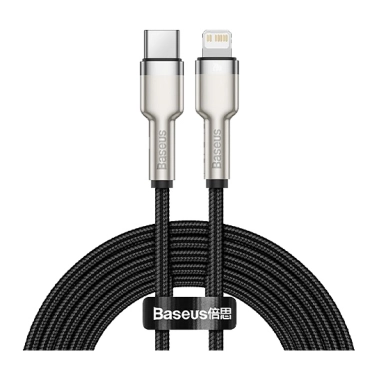 Кабель Baseus Cafule Metal Lightning to USB-C 20W Cable Black - цена, характеристики, отзывы, рассрочка, фото 1