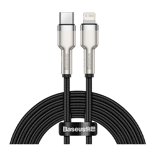 Кабель Baseus Cafule Metal Lightning to USB-C 20W Cable Black - ціна, характеристики, відгуки, розстрочка, фото 1