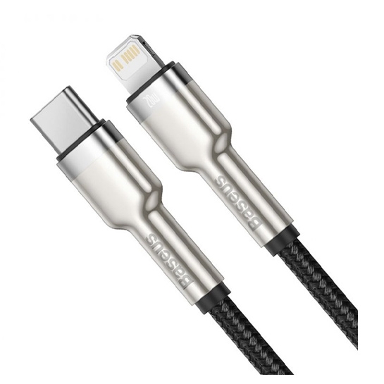 Кабель Baseus Cafule Metal Lightning to USB-C 20W Cable Black - ціна, характеристики, відгуки, розстрочка, фото 2