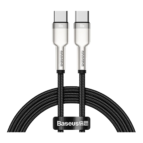 Кабель Baseus Cafule Metal Type-C to Type-C 100W Cable (1m) Black - ціна, характеристики, відгуки, розстрочка, фото 1