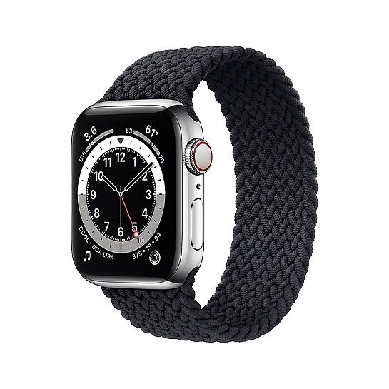 Смарт-годинник Apple Watch Series 6 + LTE 40mm Silver Stainless Steel Case with Charcoal Braided Solo Loop - ціна, характеристики, відгуки, розстрочка, фото 1