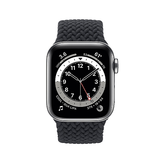 Смарт-годинник Apple Watch Series 6 + LTE 40mm Silver Stainless Steel Case with Charcoal Braided Solo Loop - ціна, характеристики, відгуки, розстрочка, фото 2